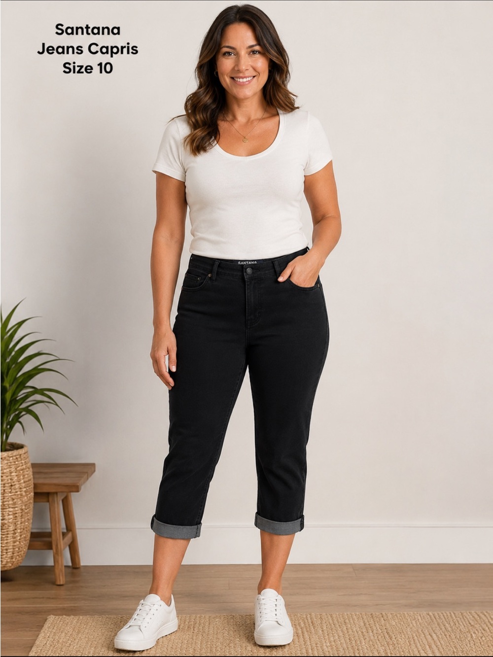 Santana Women’s Capri Jeans - Mid Rise Cropped Fit